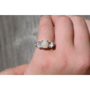 Alternative Engagement Ring, Unique Opal Jewelry, Raw Stone Ring,